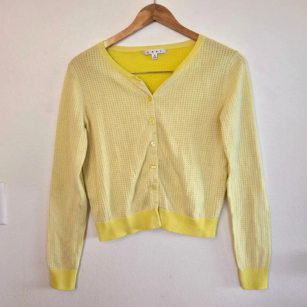 CABI SUNSHINE YELLOW LIGHTWEIGHT CARDIGAN 100% COTTON